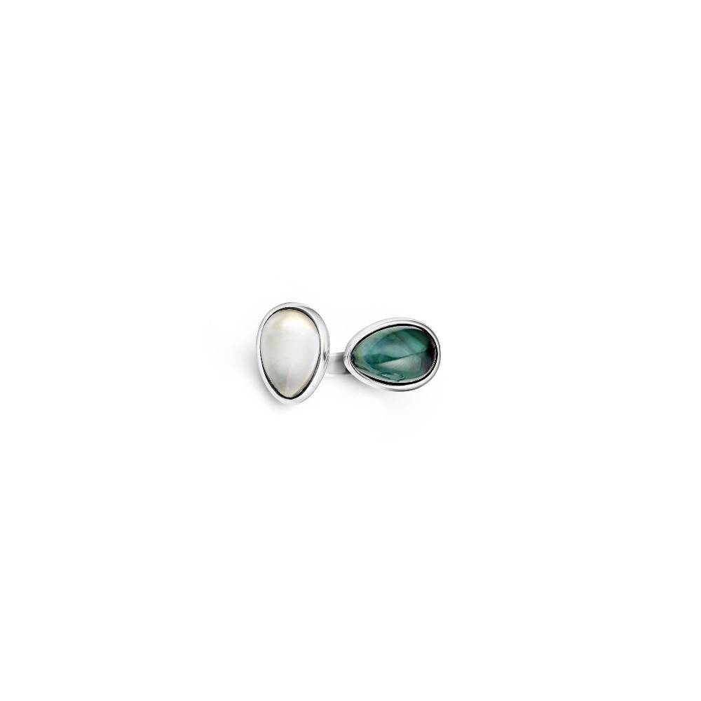 Paola Grande Gioielli AURUM Anello Goccia verde|bianco 2 elementi