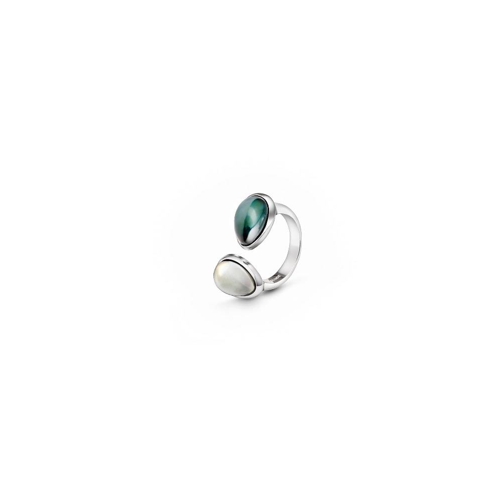 Paola Grande Gioielli AURUM Anello Goccia verde|bianco 2 elementi Online