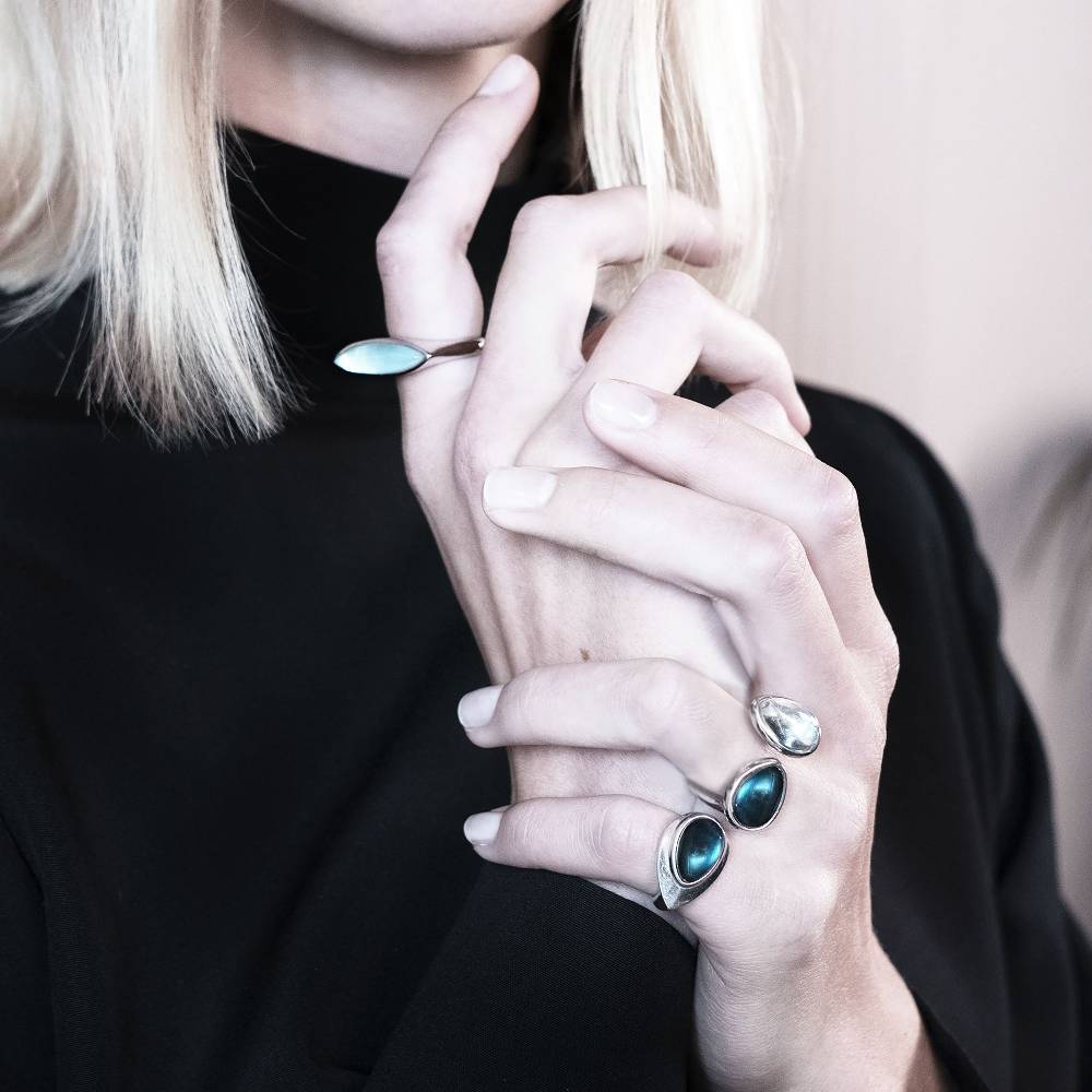 Paola Grande Gioielli AURUM Anello Goccia verde|bianco 2 elementi Online