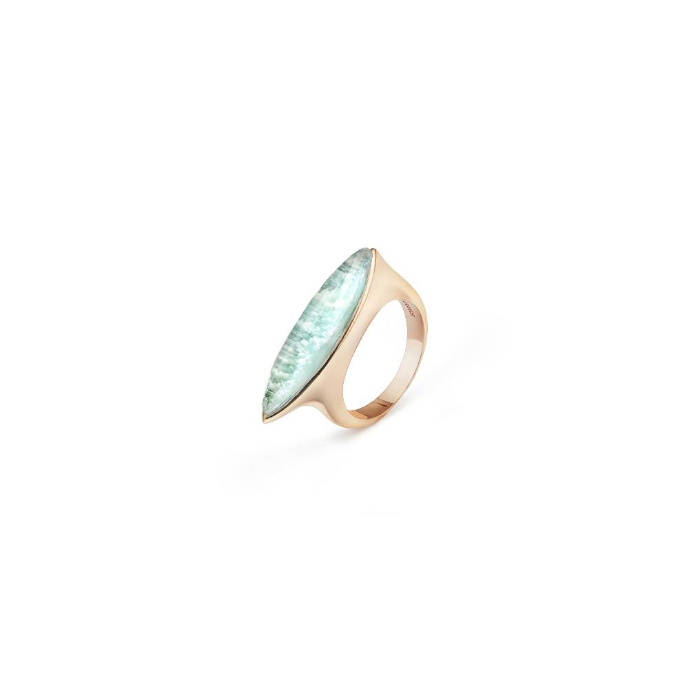 Paola Grande Gioielli AURUM Anello Navetta oro rosa con amazzonite