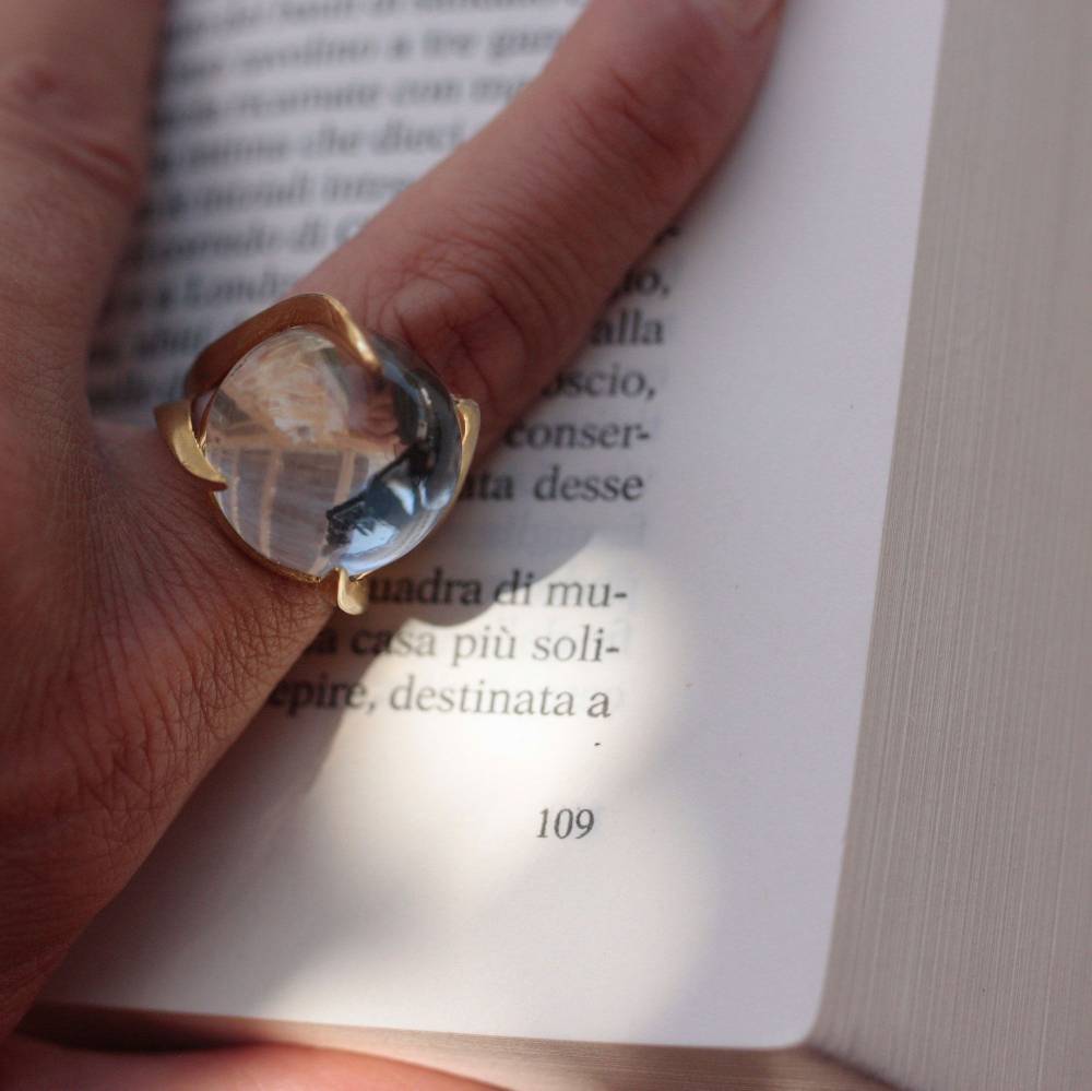 Paola Grande Gioielli SOLIS Anello 'Solis' in bronzo con cristallo di rocca Vendita
