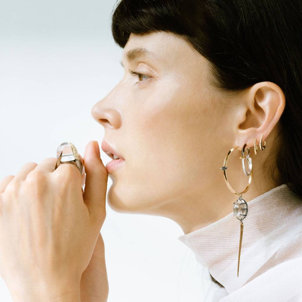 Paola Grande Gioielli SOLIS Anello 'Solis' in argento e bronzo con cristallo di rocca Promozione