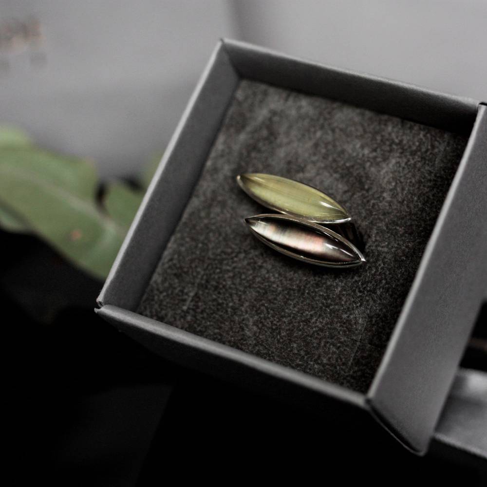 Paola Grande Gioielli AURUM Anello Navetta con agata verde Shopping Online