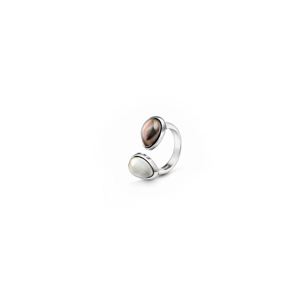 Paola Grande Gioielli AURUM Anello goccia bianco|grigio 2 elementi Presa