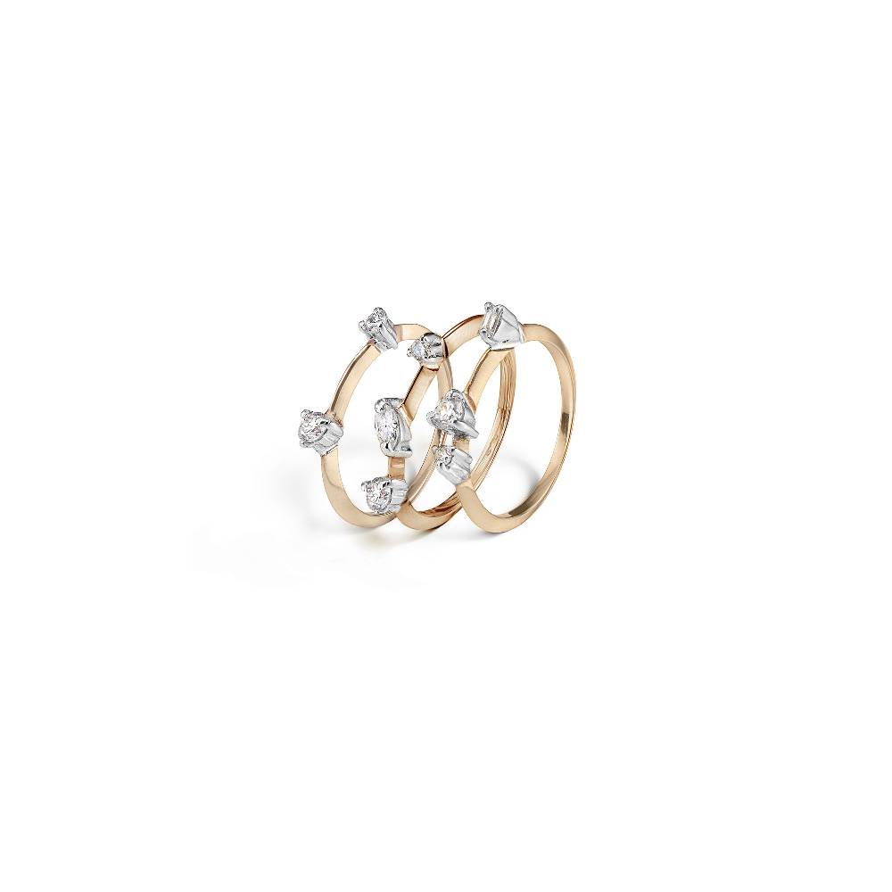 Paola Grande Gioielli BALANCE Set di 3 anelli 'Balance' in oro rosa e diamanti Economico