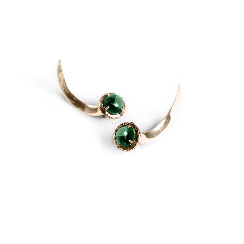 Paola Grande Gioielli UNCINI Uncini con cristallo verde