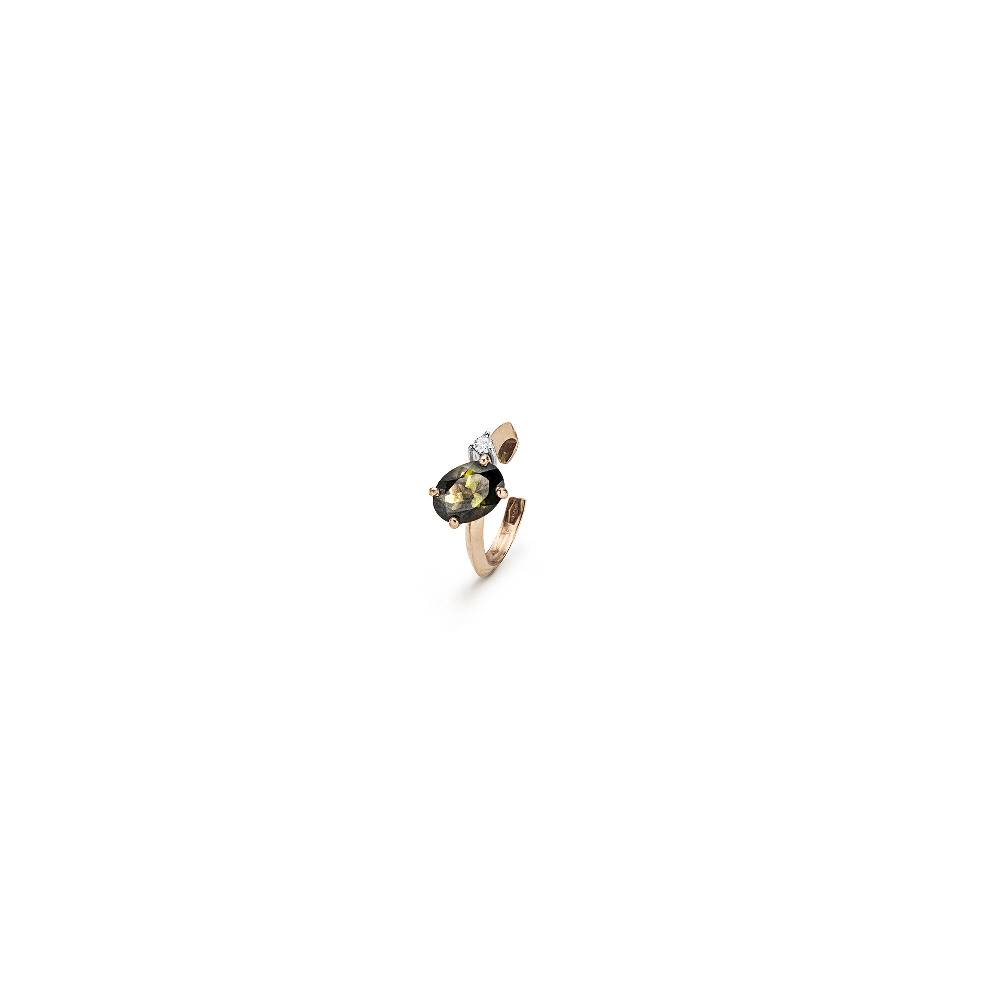 Paola Grande Gioielli BALANCE Ear cuff 'Balance' oro rosa con tormalina verde