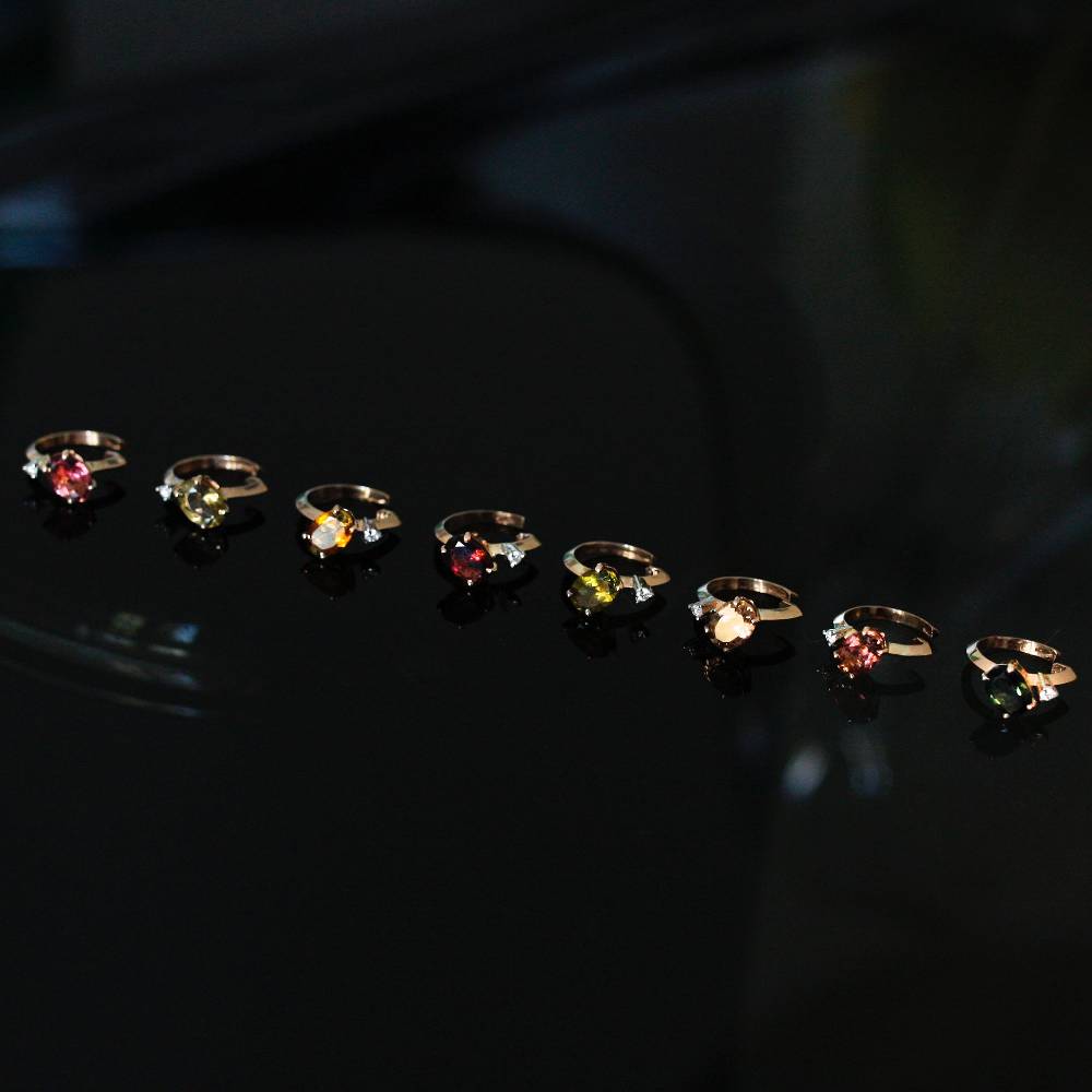 Paola Grande Gioielli BALANCE Ear cuff 'Balance' oro rosa con tormalina verde Italy