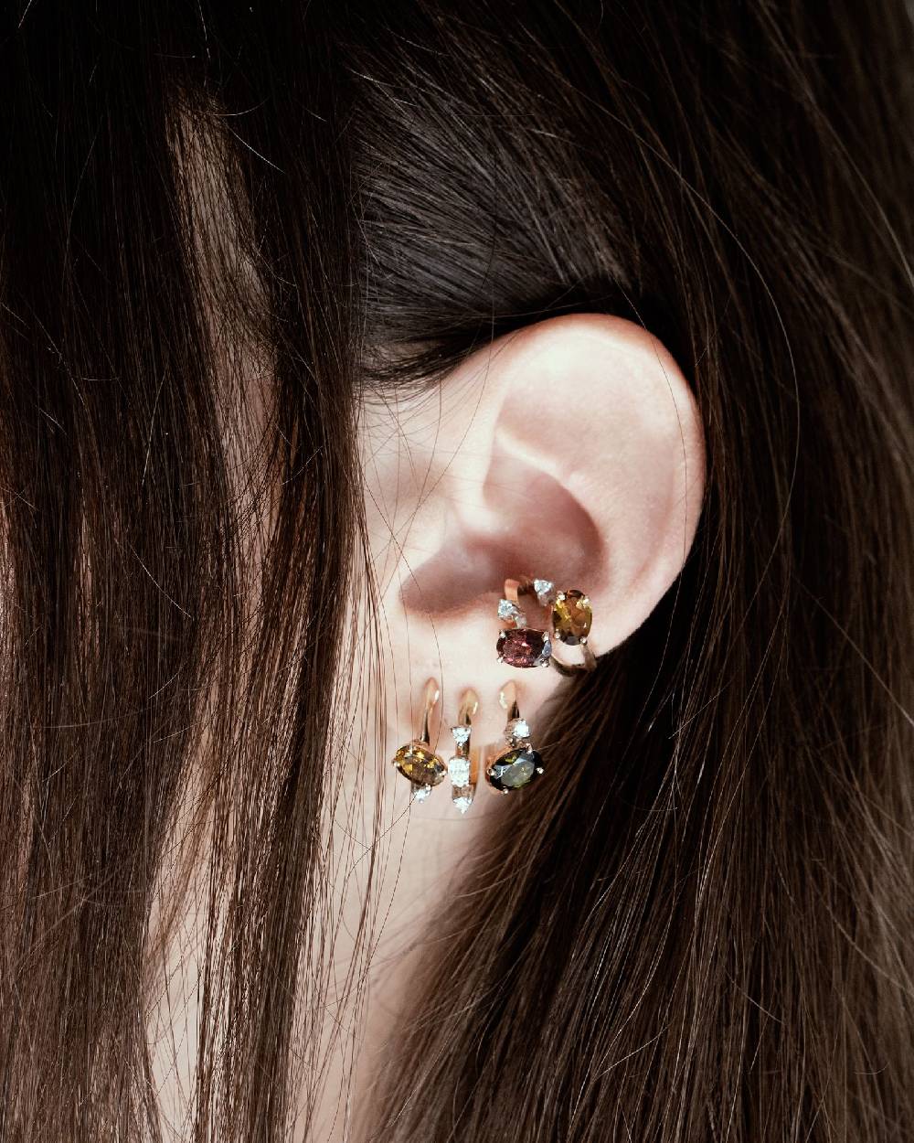 Paola Grande Gioielli BALANCE Ear cuff 'Balance' oro rosa con tormalina ambra In Linea