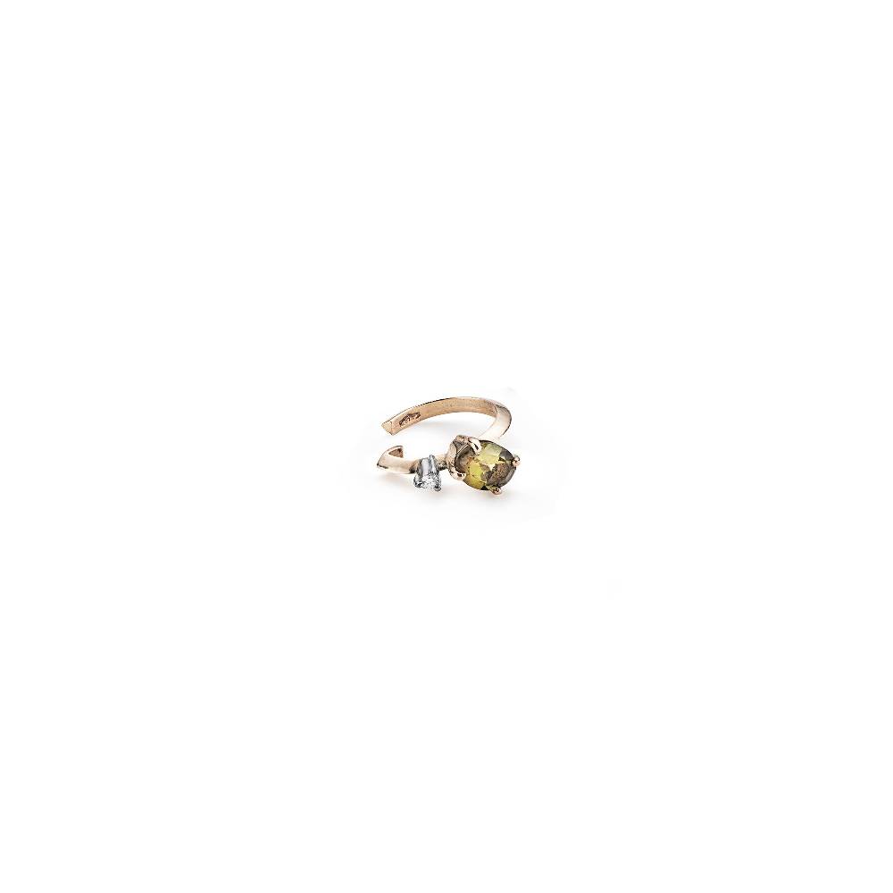 Paola Grande Gioielli BALANCE Ear cuff 'Balance' oro rosa con tormalina verde muschio