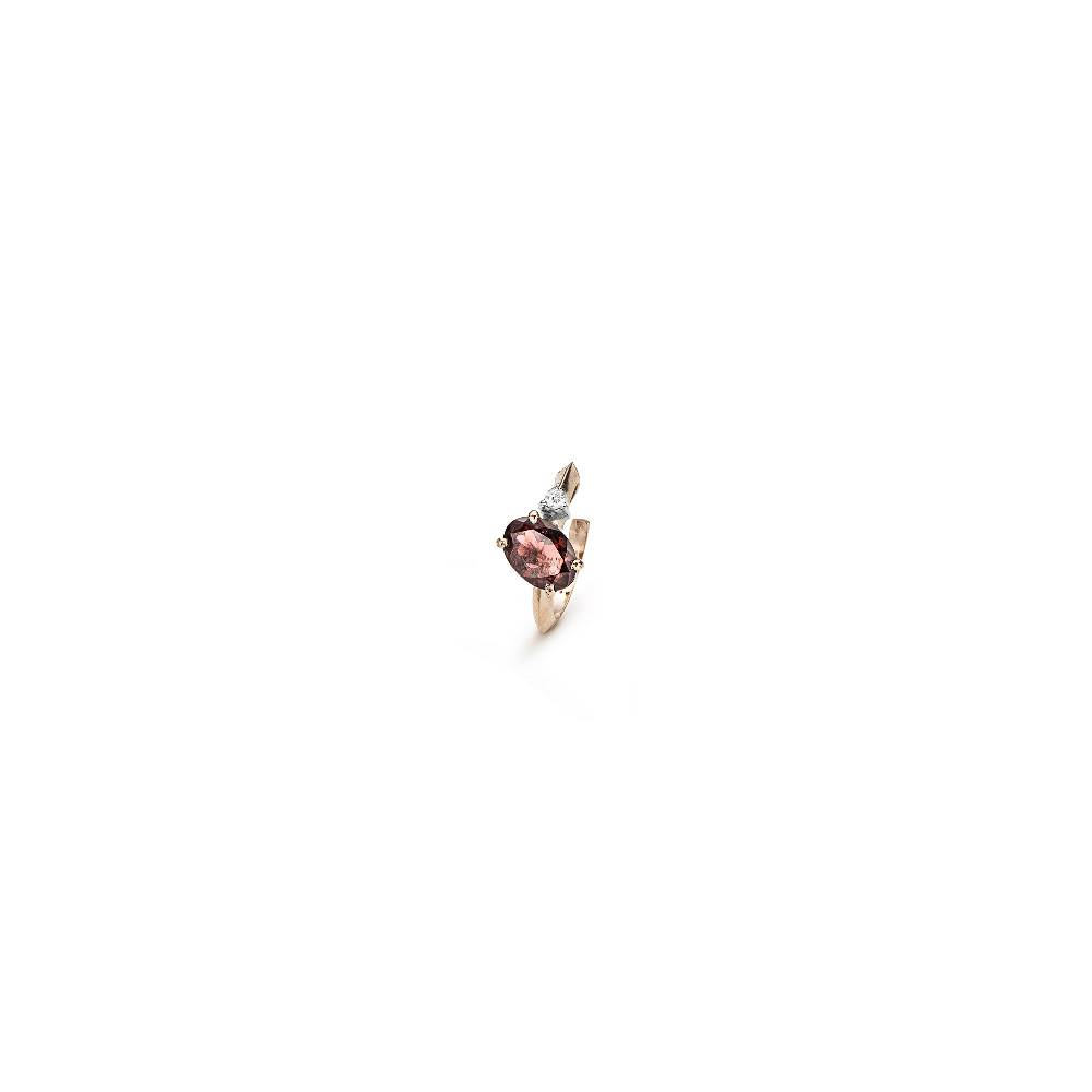 Paola Grande Gioielli BALANCE Ear cuff 'Balance' oro rosa con tormalina rosa amaranto