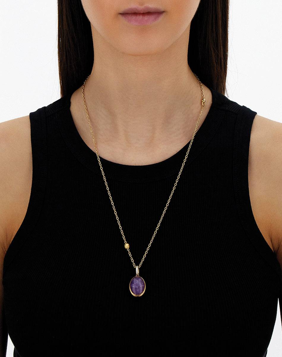 Nanis Charm Violetta "Boules" in oro inciso, diamanti, lepidolite e madreper – Nanis Italian Jewels In Linea