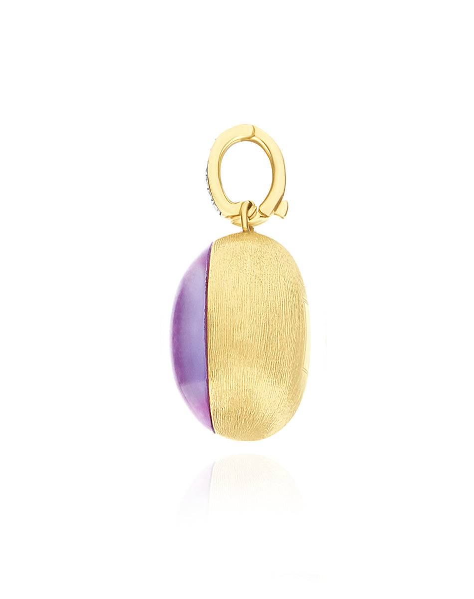 Nanis Charm Violetta "Boules" in oro inciso, diamanti, lepidolite e madreper – Nanis Italian Jewels In Linea