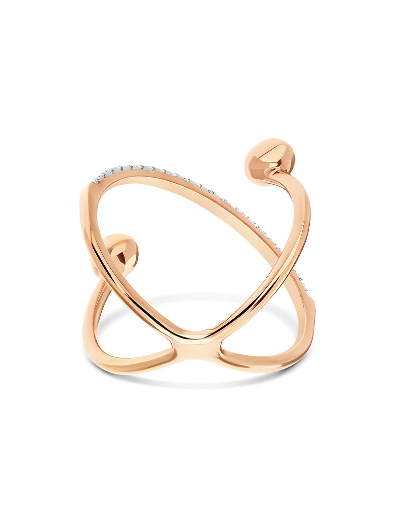 Nanis Anello ad incrocio "DANCING ÉLITE" con boules in oro rosa e diamanti ( – Nanis Italian Jewels Nuovo