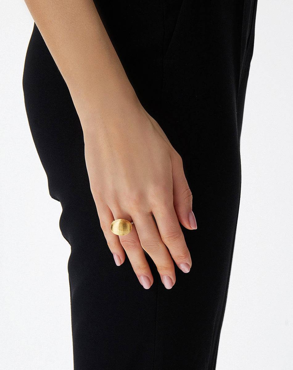 Nanis Anello "Boules" in oro inciso e diamanti (grande) – Nanis Italian Jewels Affare Del Giorno