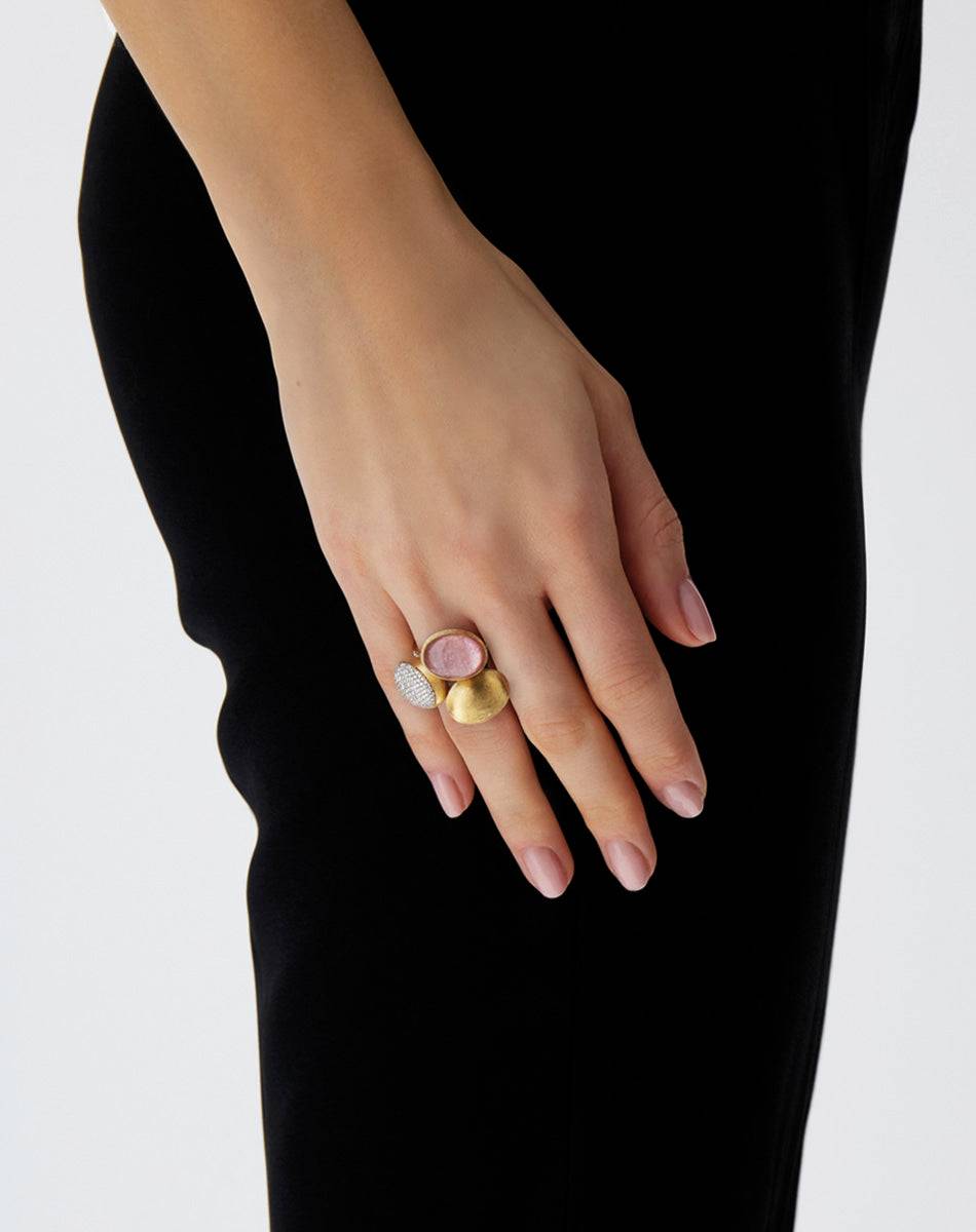 Nanis Anello "Boules" in oro inciso e diamanti (grande) – Nanis Italian Jewels Affare Del Giorno
