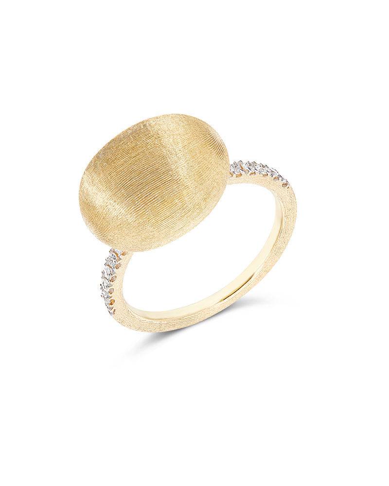 Nanis Anello "DANCING ÉLITE" con boule in oro incisa a mano e pavé di diaman – Nanis Italian Jewels Prezzo Ridotto
