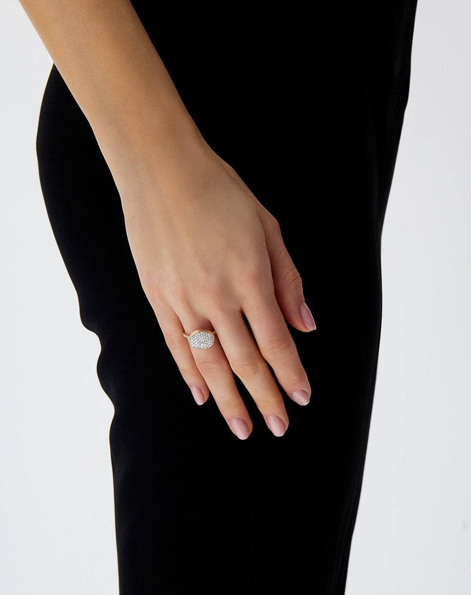 Nanis Anello "Boules" in oro inciso e pavè di diamanti (medio) – Nanis Italian Jewels Novità