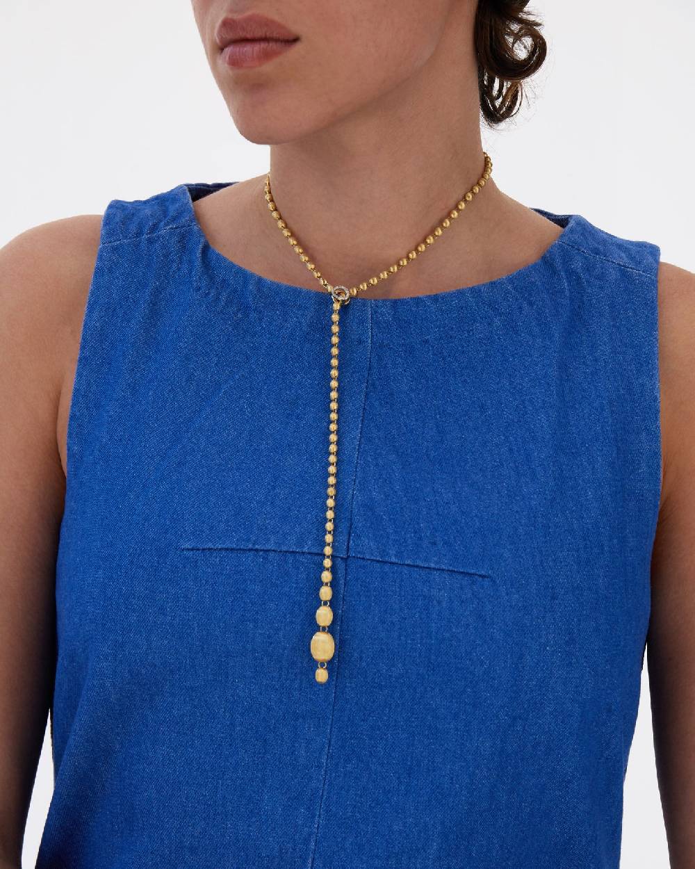 Nanis Collana iconica "IVY" slim convertibile con boules in oro giallo incis – Nanis Italian Jewels Online