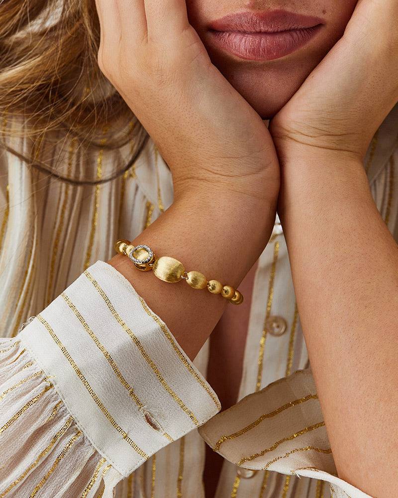 Nanis Bracciale "IVY" con boules grandi in oro e diamanti incise a mano – Nanis Italian Jewels Vendita Calda