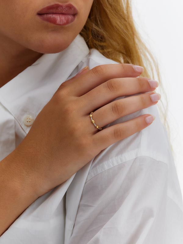 Nanis Anello "DANCING ÉLITE" con boules in oro e barrette di diamanti – Nanis Italian Jewels Outlet