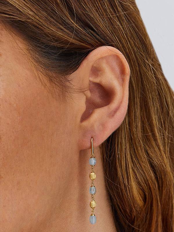 Nanis Orecchini "DANCING AZURE" pendenti in oro e acquamarina – Nanis Italian Jewels Offerte