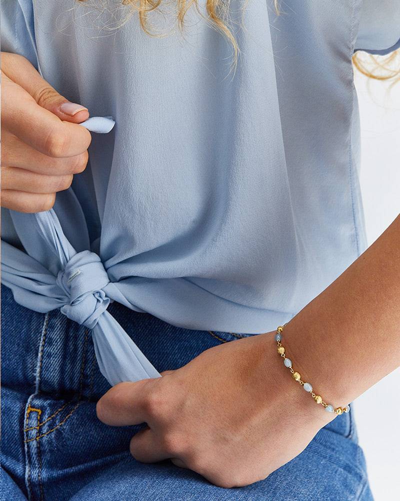 Nanis Bracciale "DANCING AZURE" casual in oro e acquamarina – Nanis Italian Jewels Vendita Calda