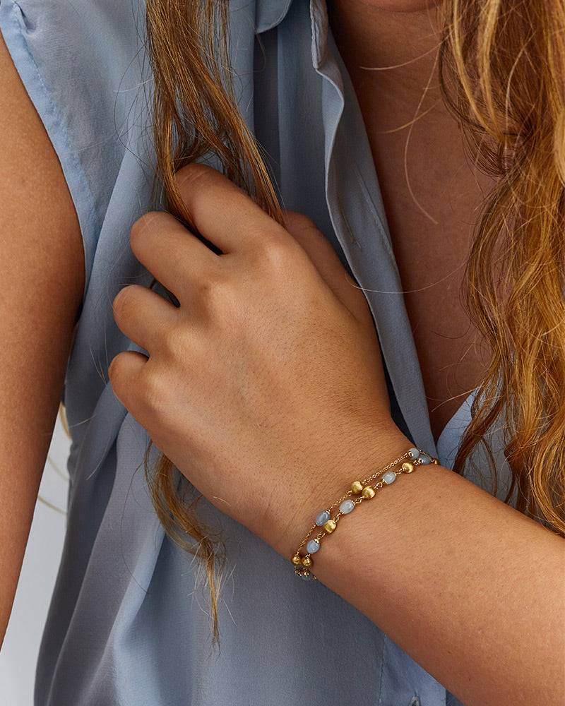 Nanis Bracciale "DANCING AZURE" casual in oro e acquamarina – Nanis Italian Jewels Vendita Calda