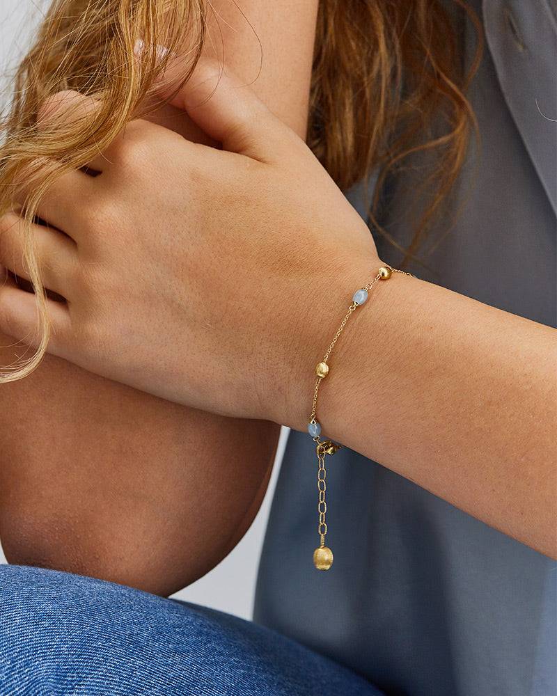 Nanis Bracciale "DANCING AZURE" minimale in oro e acquamarina – Nanis Italian Jewels Vendita Economica