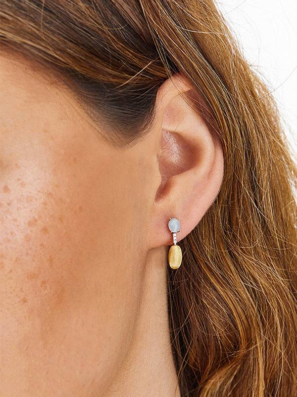 Nanis Orecchini "DANCING AZURE" pendenti con boules in oro, diamanti e acqua – Nanis Italian Jewels Negozio