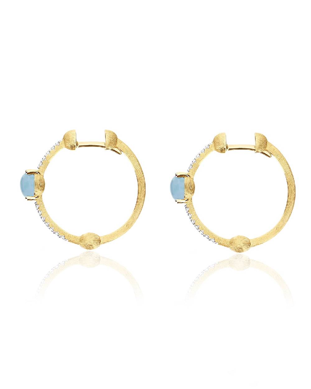 Nanis Orecchini a cerchio "DANCING AZURE" in oro, diamanti e acquamarina – Nanis Italian Jewels Moda