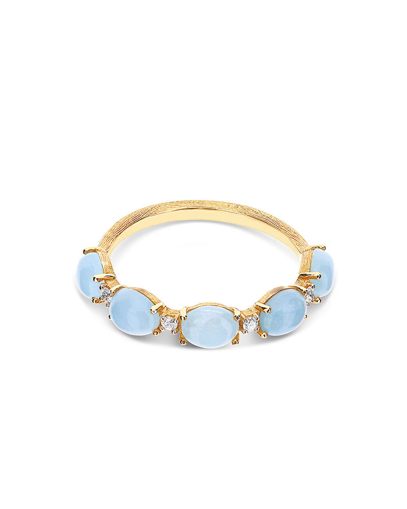 Nanis Anello "DANCING AZURE" con boules in oro, diamanti e acquamarina – Nanis Italian Jewels In Linea