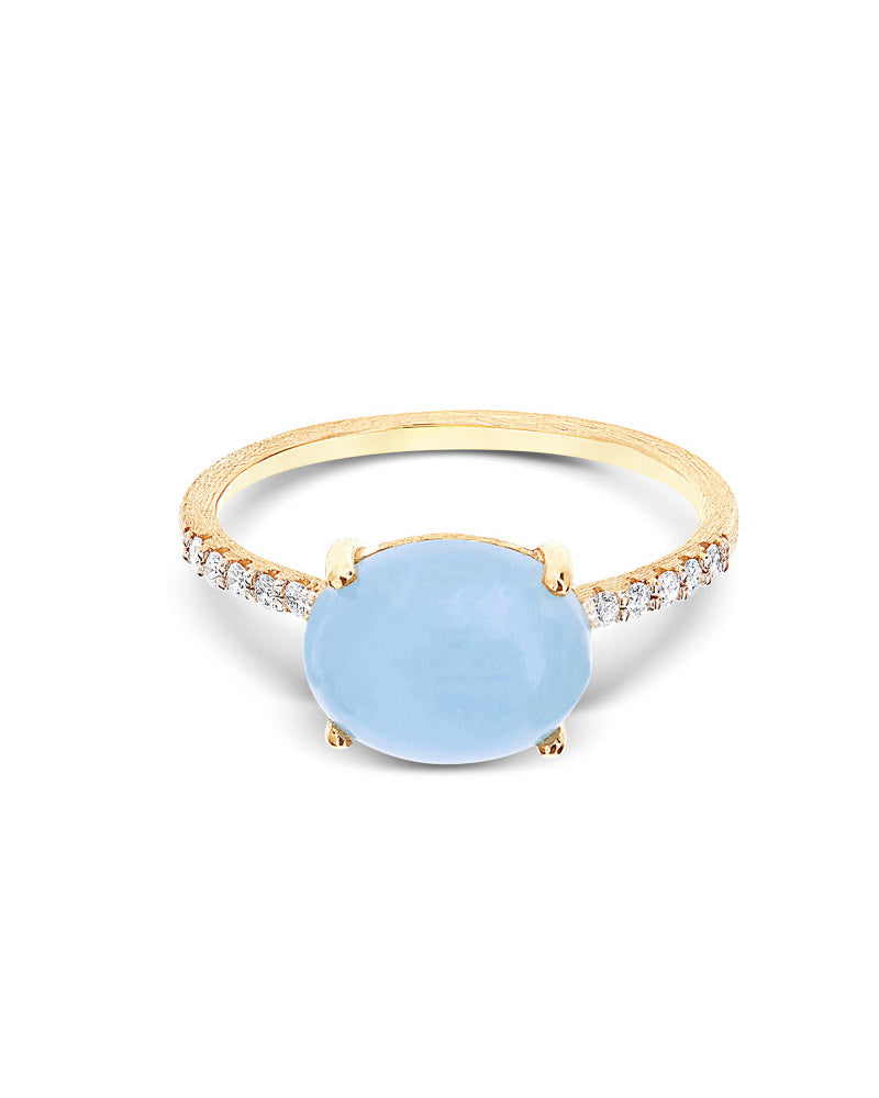 Nanis Anello "DANCING AZURE" impilabile in oro, diamanti e acquamarina (gran – Nanis Italian Jewels Nuovo