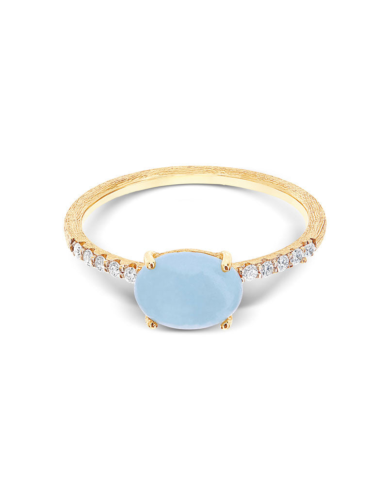 Nanis Anello "DANCING AZURE" impilabile in oro, diamanti e acquamarina (medi – Nanis Italian Jewels Qualità