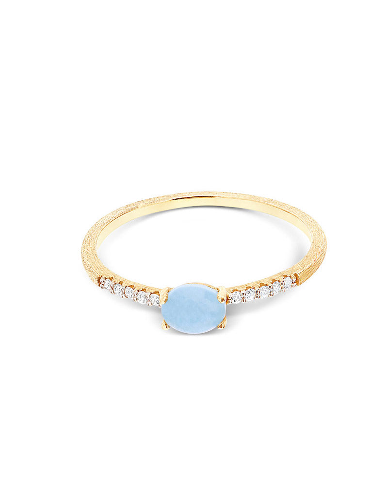 Nanis Anello "DANCING AZURE" impilabile in oro, diamanti e acquamarina (picc – Nanis Italian Jewels Vendita