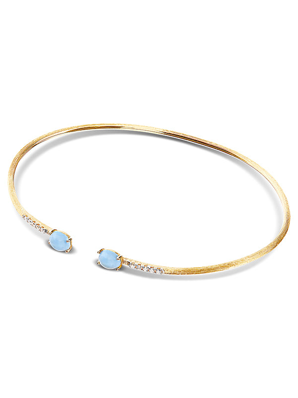 Nanis Bracciale a schiava "DANCING AZURE" inciso a mano in oro, diamanti e a – Nanis Italian Jewels Pezzi Unici