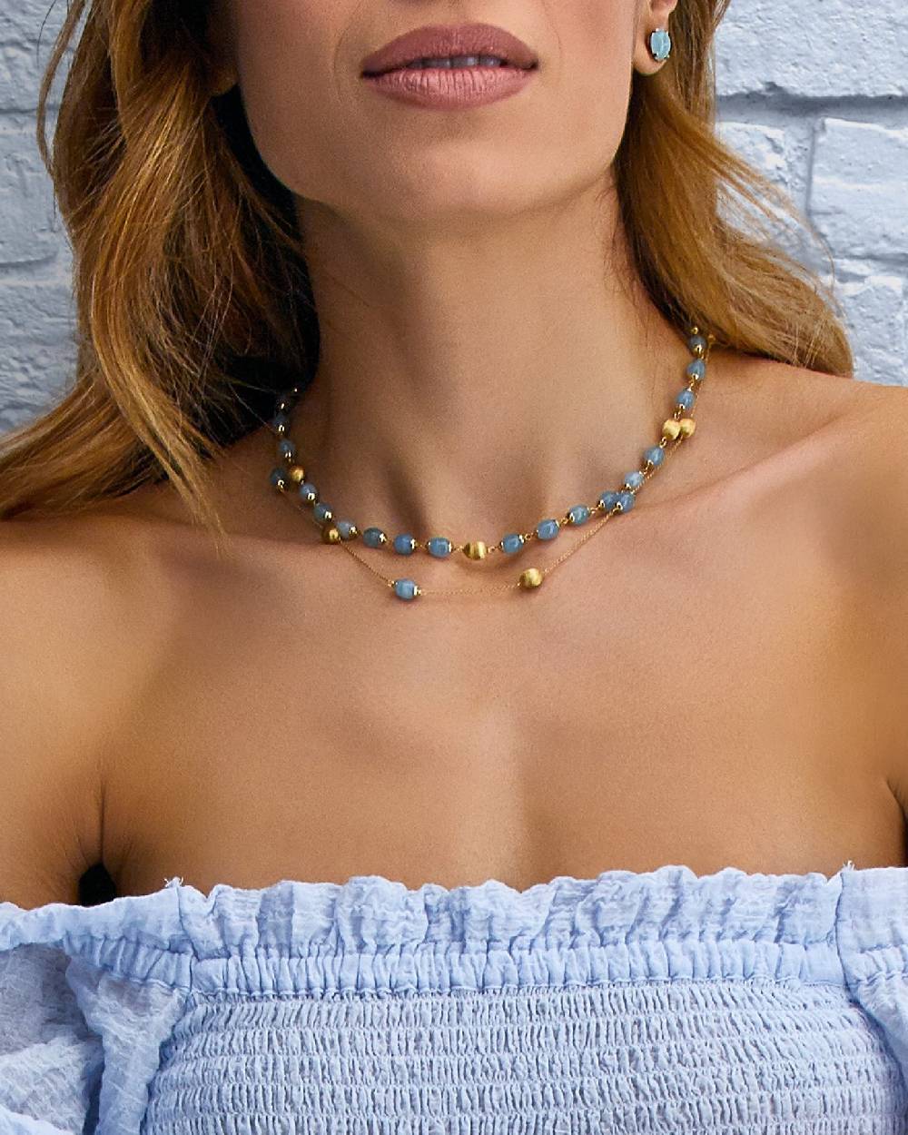 Nanis Collana "DANCING AZURE" 3 in 1 in oro e acquamarina – Nanis Italian Jewels Soddisfazione Garantita