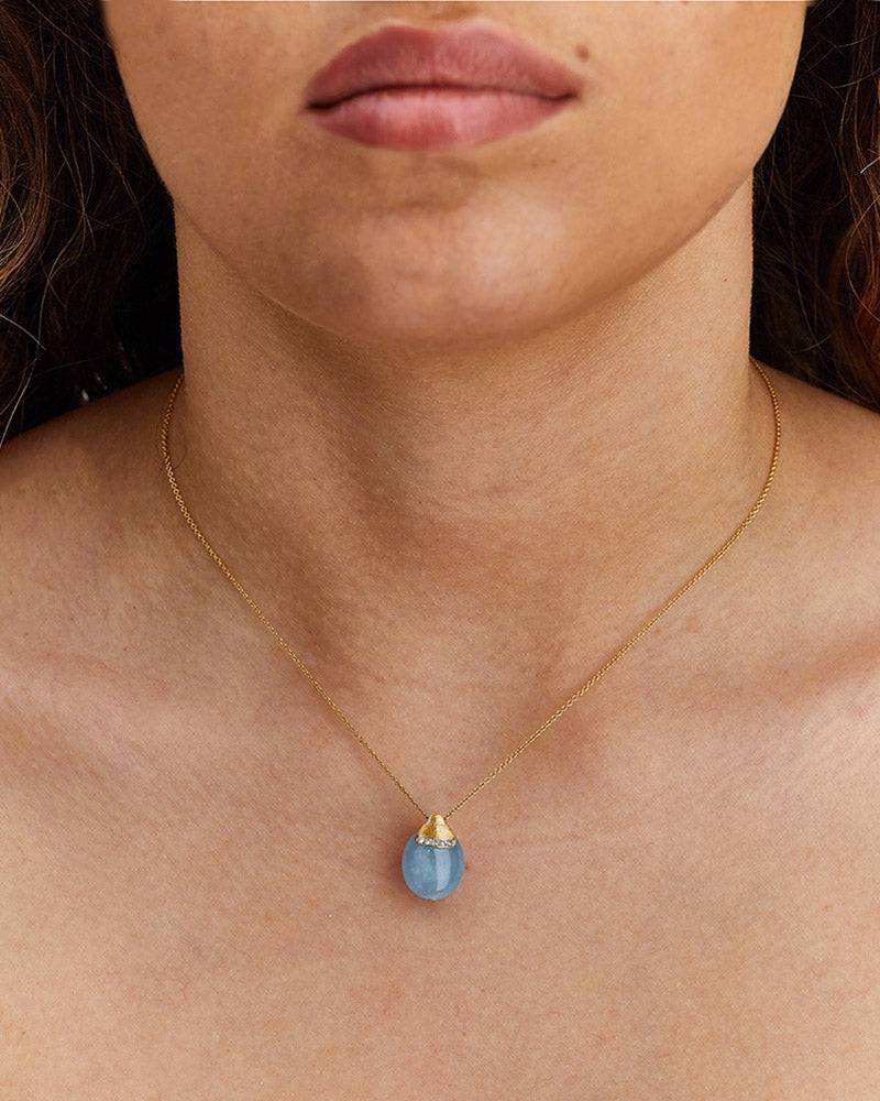 Nanis Collana "DANCING AZURE" pendente con ciondolo in oro, diamanti e acqua – Nanis Italian Jewels Qualità Garantita
