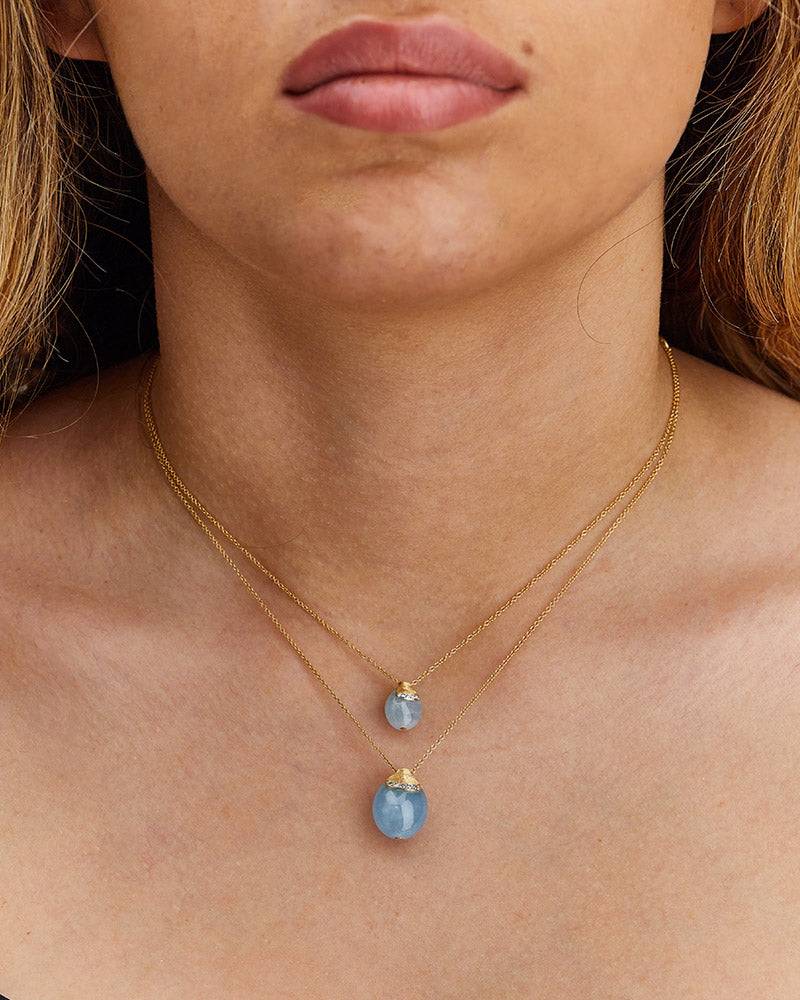 Nanis Collana "DANCING AZURE" pendente con ciondolo in oro, diamanti e acqua – Nanis Italian Jewels Qualità Garantita
