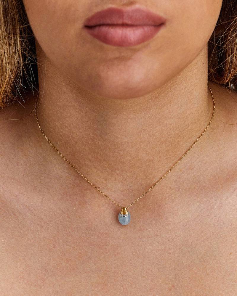 Nanis Collana "DANCING AZURE" pendente con ciondolo in oro, diamanti e acqua – Nanis Italian Jewels Negozi Online