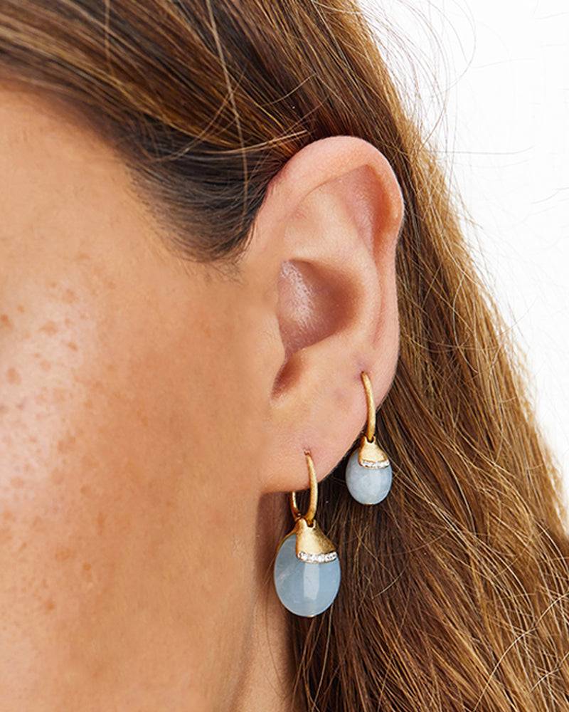 Nanis Orecchini ciliegine "AZURE" pendenti in oro, acquamarina milk e dettag – Nanis Italian Jewels Acquista Ora
