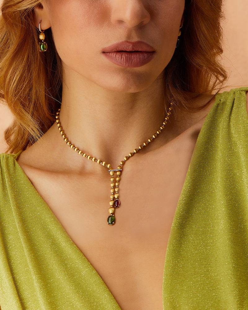 Nanis Collana "DANCING TOURMALINES" in oro, diamanti, tormaline rosa e verdi – Nanis Italian Jewels Promozione Limitata