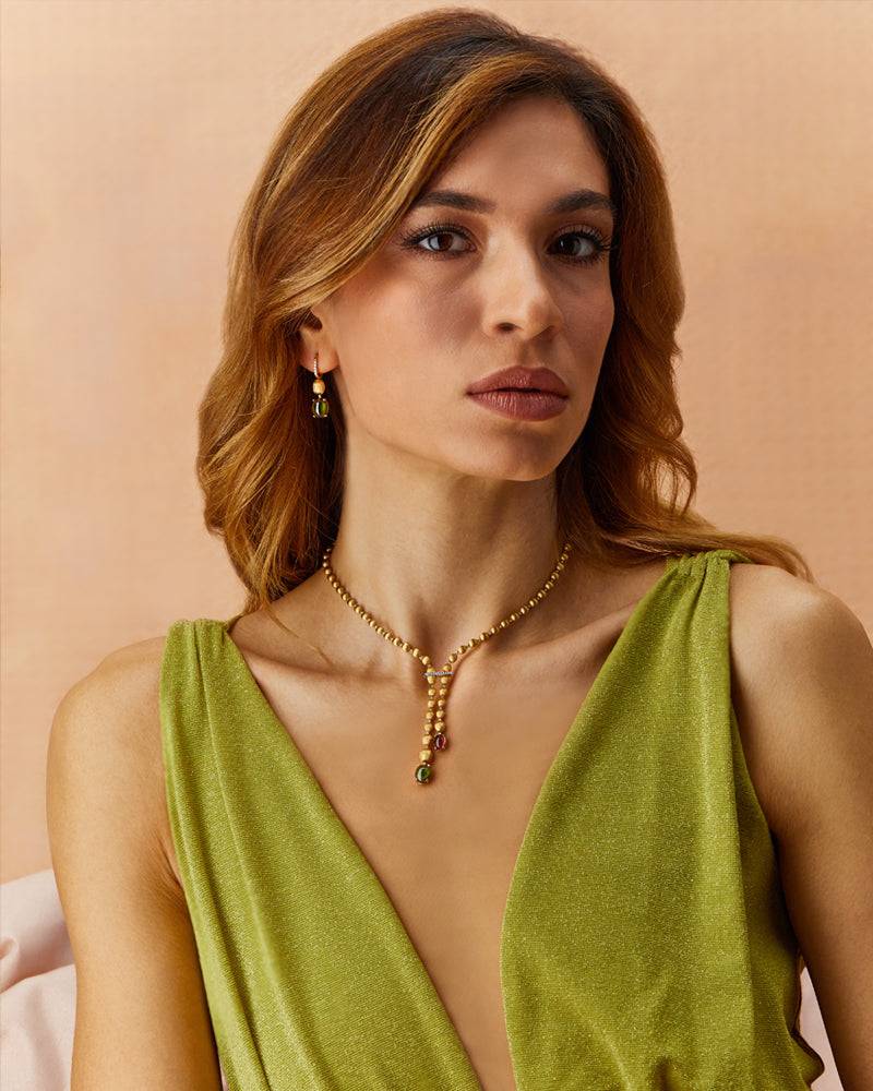 Nanis Collana "DANCING TOURMALINES" in oro, diamanti, tormaline rosa e verdi – Nanis Italian Jewels Promozione Limitata