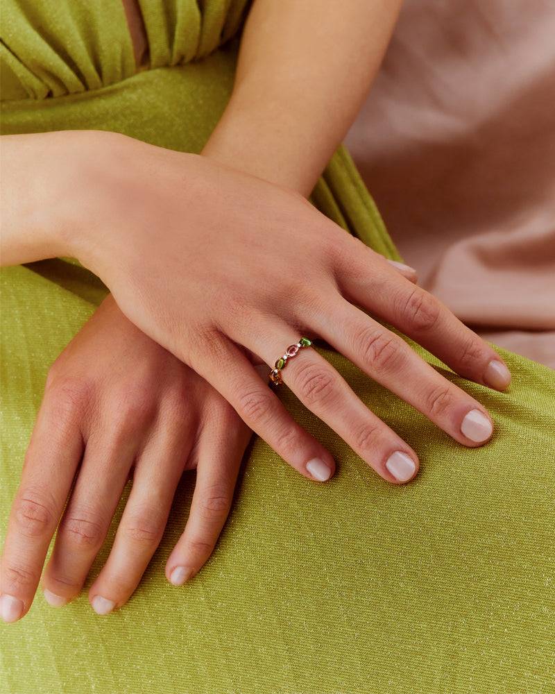 Nanis Anello "DANCING TOURMALINES" in oro, diamanti e tormaline colorate – Nanis Italian Jewels Offerta