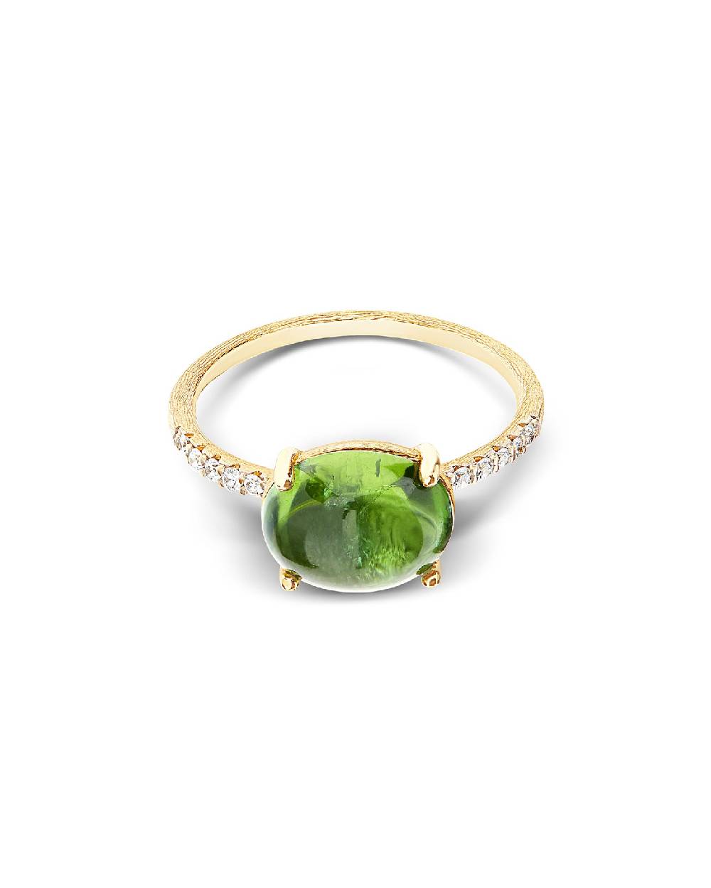 Nanis Anello "DANCING TOURMALINES" in oro, diamanti e tormalina verde (grand – Nanis Italian Jewels In Vendita