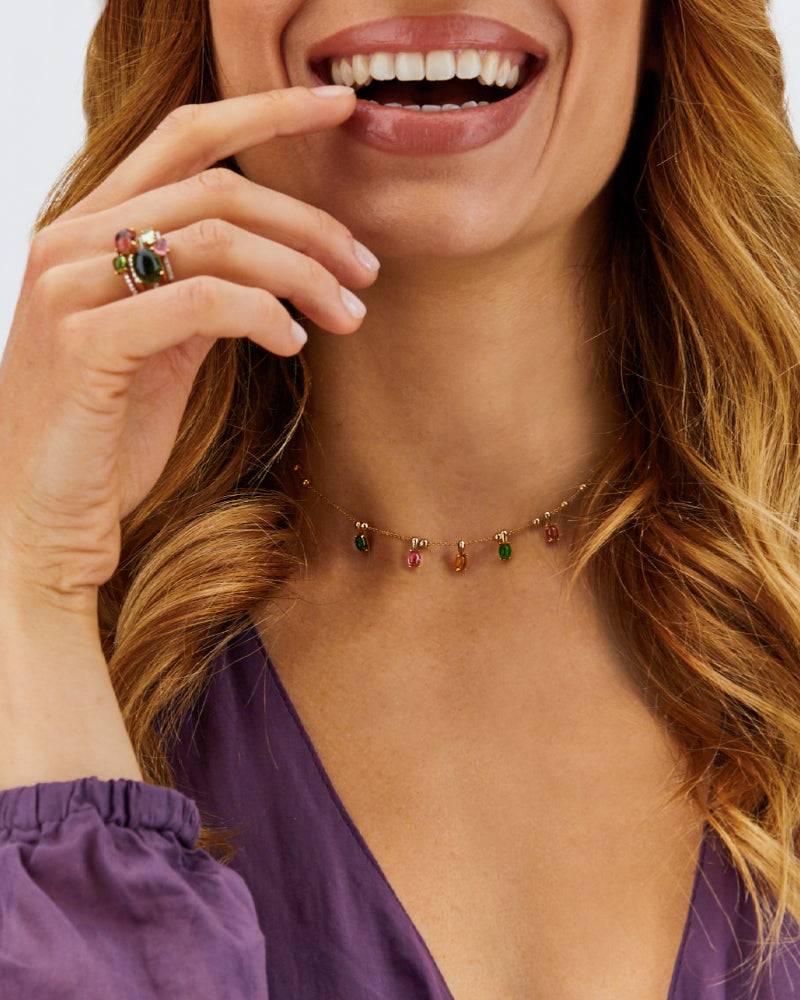 Nanis Collana girocollo "DANCING TOURMALINES" in oro e tormaline colorate – Nanis Italian Jewels Saldi Di Fabbrica