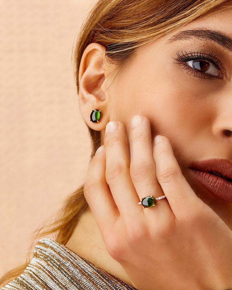 Nanis Orecchini a lobo "DANCING TOURMALINES" in oro e tormalina verde (grand – Nanis Italian Jewels In Saldo