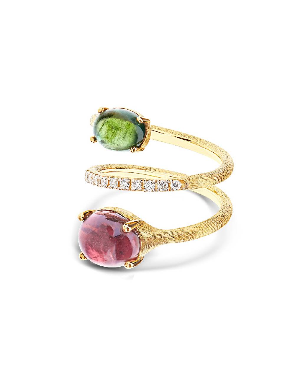 Nanis Anello contrariè "DANCING TOURMALINES" in oro, diamanti, tormaline ros – Nanis Italian Jewels Moda