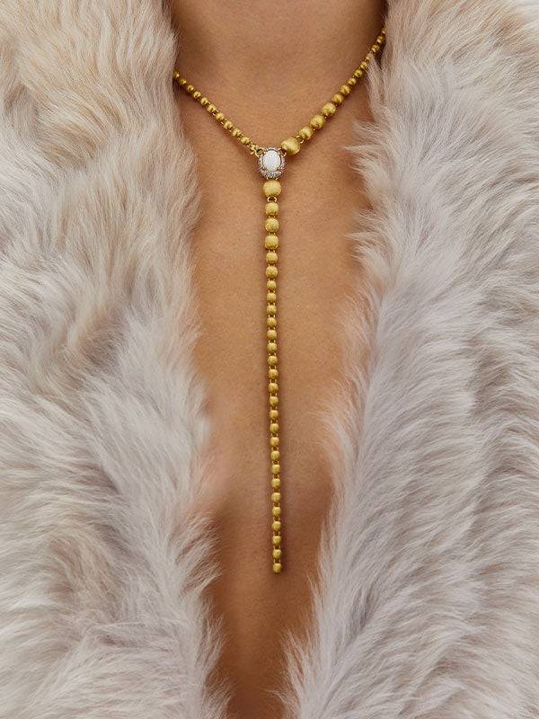 Nanis Collana a Y "DANCING REVERSE" double face in oro, zaffiri rosa, rubini – Nanis Italian Jewels Italy