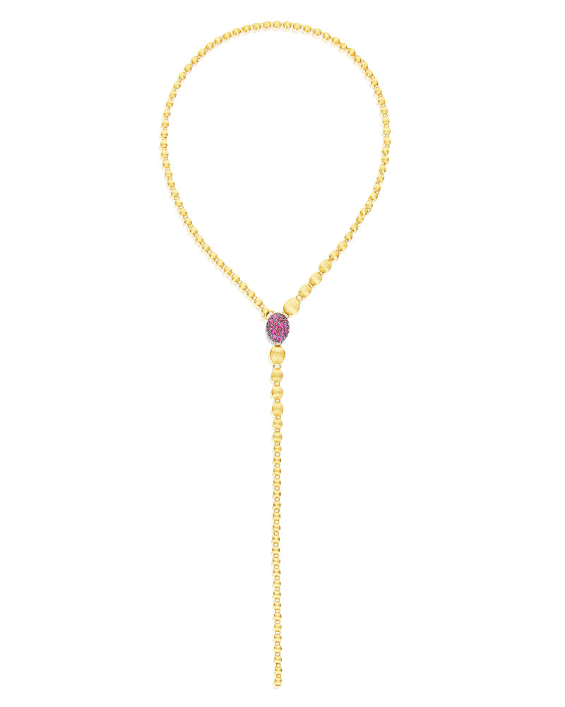 Nanis Collana a Y "DANCING REVERSE" double face in oro, zaffiri rosa, rubini – Nanis Italian Jewels Italy